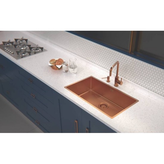 MISTURADOR MONOCOMANDO ANGOLARE EM AÇO INOX ROSE GOLD BICA ARTICULADA REVESTIMENTO PVD TRAMONTINA