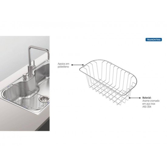 CESTA ARAMADA EM ACO INOX 215X425MM PARA CUBA DE SOBREPOR MAXI MORGANA TRAMONTINA