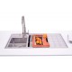 KIT PARA PIA DESIGN COLLECTION ACESSORIOS EM AÇO INOX COM ACABAMENTO SCOTCH BRITE E TABUA EM MADEIRA