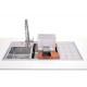 KIT PARA PIA DESIGN COLLECTION ACESSORIOS EM AÇO INOX COM ACABAMENTO SCOTCH BRITE E TABUA EM MADEIRA
