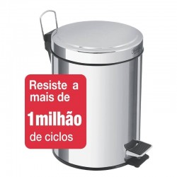 LIXEIRA INOX COM PEDAL TRAMONTINA COM ACABAMENTO POLIDO E BALDE INTERNO REMOVIVEL 5L BRASIL