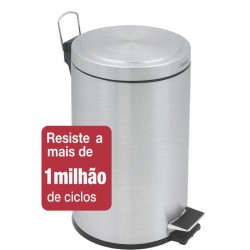 LIXEIRA INOX COM PEDAL TRAMONTINA ACABAMENTO SCOTCH BRITE E BALDE INTERNO REMOVIVEL 12 L BRASIL PLUS