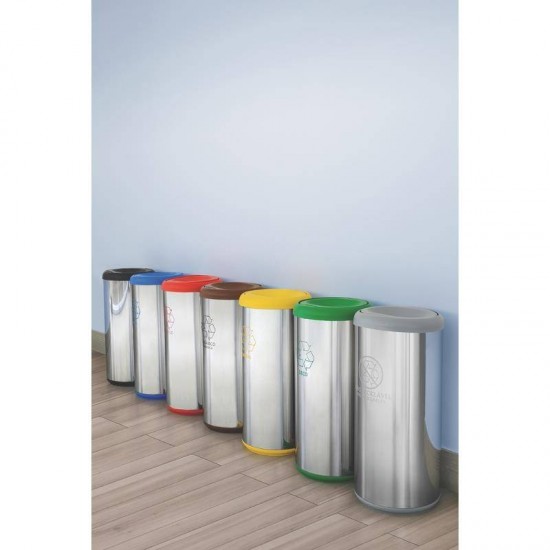 LIXEIRA INOX TRAMONTINA COM ACABAMENTO POLIDO ETAMPA BASCULANTE PRETA EM POLIPROPILENO 40 L