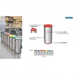 LIXEIRA INOX TRAMONTINA COM ACABAMENTO POLIDO ETAMPA BASCULANTE VERMELHA EM POLIPROPILENO 40 L