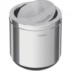 LIXEIRA INOX TRAMONTINA COM TAMPA BASCULANTE ACABAMENTO POLIDO E BASE EM POLIPROPILENO 7L