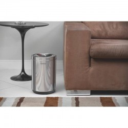 LIXEIRA INOX TRAMONTINA COM TAMPA BASCULANTE ACABAMENTO POLIDO E BASE EM POLIPROPILENO 10L