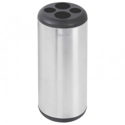 LIXEIRA INOX TRAMONTINA PORTA COPOS COM ACABAMENTO SCOTCH BRITE BASE E ARO EM POLIPROPILENO 31L