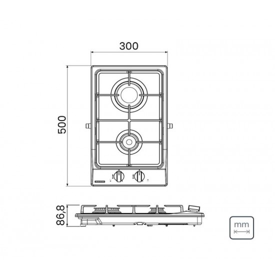 COOKTOP A GAS DOMINO FF 2GX 30 EM AÇO INOX 2 QUEIMADORES TRAMONTINA