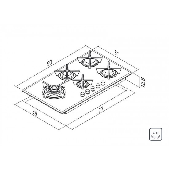 COOKTOP A GAS EM AÇO INOX E TREMPES EM FERRO FUNDIDO COM ACEND. AUT. E 5 QUEIMADORES TRAMONTINA
