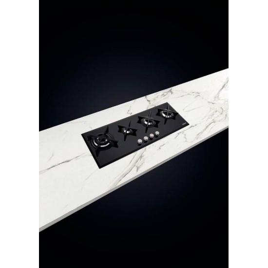 COOKTOP A GAS EM VIDRO TEMPERADO E TREMPES EM FERRO FUNDIDO ACEND. AUT. 4 QUEIMADORES TRAMONTINA