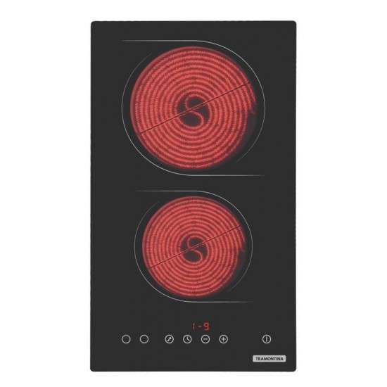 COOKTOP ELÉTRICO NEW DOMINÓ VITROCERÂMICO COM 2 ÁREAS DE AQUECIMENTO E COMANDO TOUCH TRAMONTINA