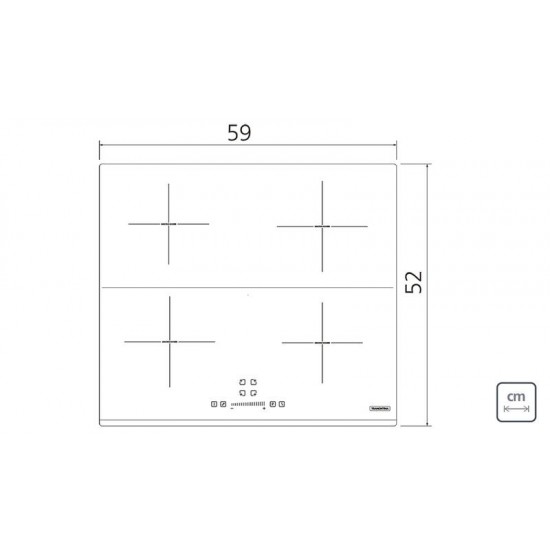 COOKTOP POR INDUÇÃO SQUARE SLIDER B AEI 60 VITROCERAMICO COMANDO 4 AREAS TOUCH TRAMONTINA
