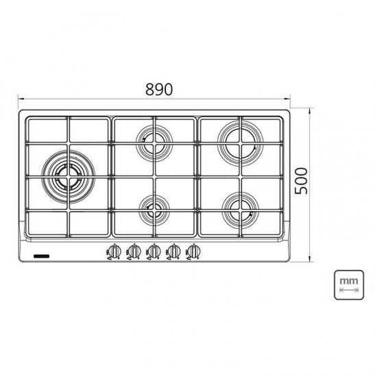 FOGAO COOKTOP TRAMONTINA PENTA PLUS 5 BOCAS TRIPLA CHAMA 5GX TRI HE SAFESTOP 90