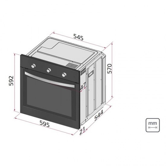 FORNO ELETRICO DE EMBUTIR TRAMONTINA NEW GLASS COOK B 60 F5+ 220V