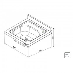 LAVATORIO DE PAREDE EM ACO INOX 40X40 SEM ACESSORIOS PARA USO PROFISSIONAL