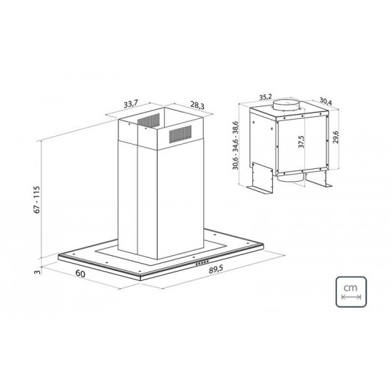 COIFA DE ILHA SLLIM ISLA 90 SPLIT EM AÇO INOX 90 CM 220V TRAMONTINA