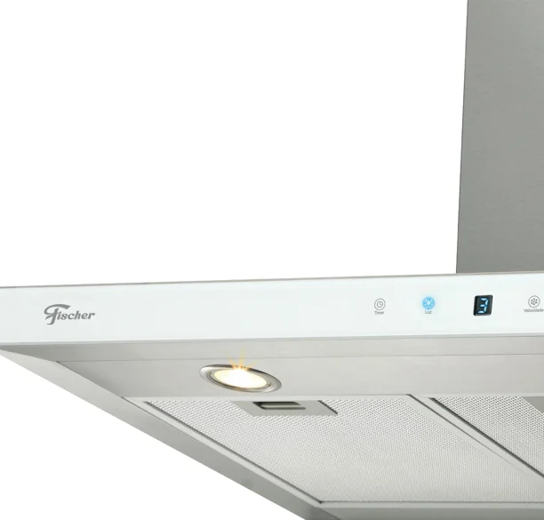 COIFA DE PAREDE FISCHER INFINITY DIG TOUCH 90CM VIDRO BRANCO